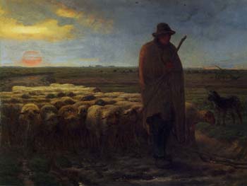 ミレー「夕暮れに羊を連れ帰る羊飼い」